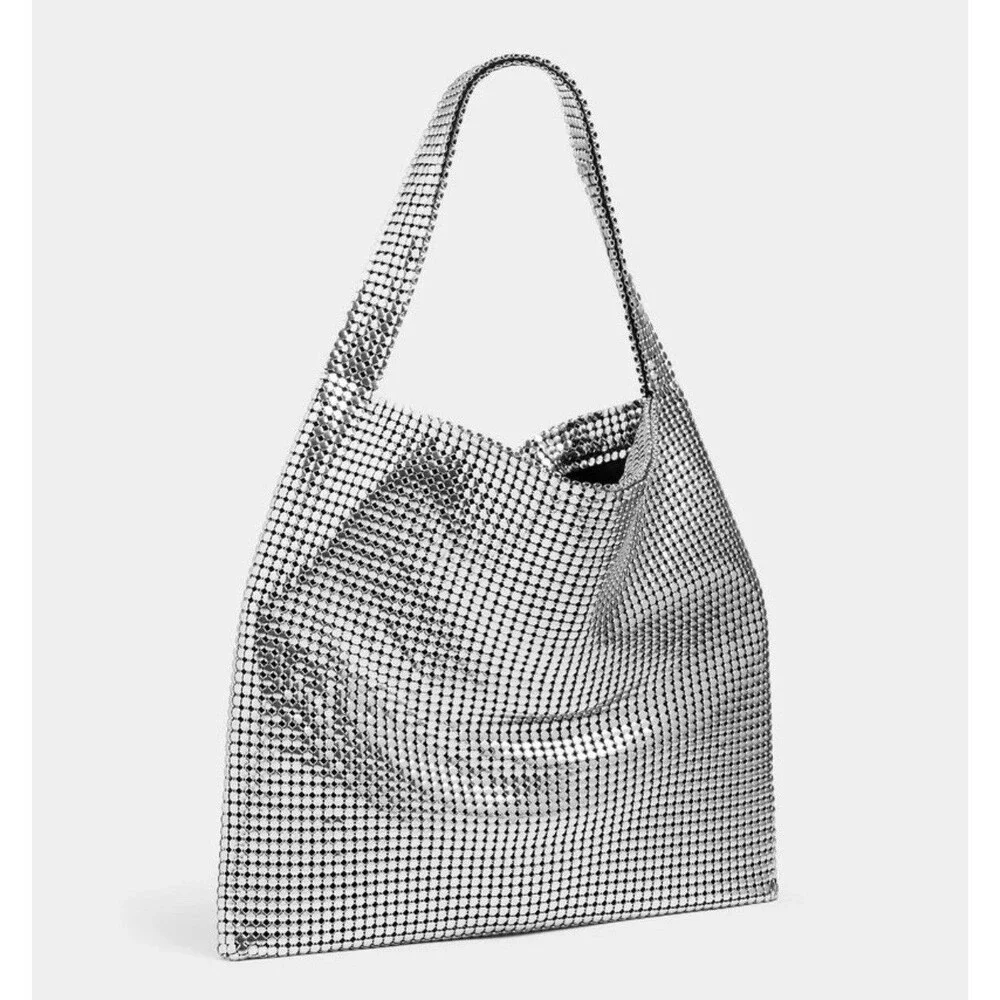 Paco RABANNE Pixel Mesh‎ Silver Metallic Tote Bag New Without Tags